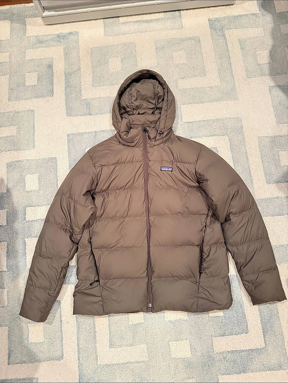 Patagonia Men’s Silent Down Jacket Brown WITH Hood Large